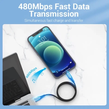 Кабель цифровий Vention Type-C-Lightning PD 18 W 3 A 480 Mbps 1.5 м Grey (TACHG)