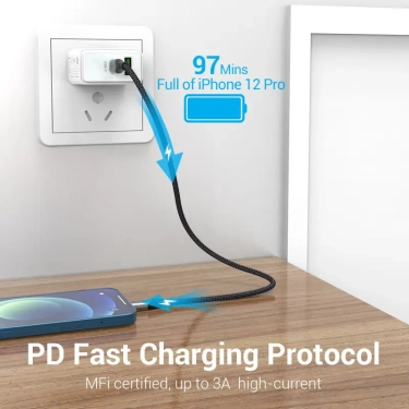 Кабель цифровий Vention Type-C-Lightning PD 18 W 3 A 480 Mbps 1 м Grey (TACHF)