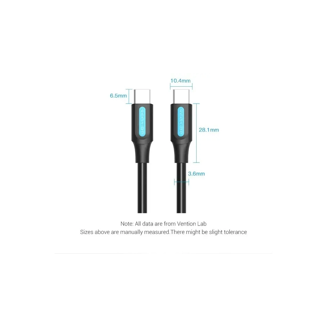 Кабель цифровий Vention USB 2.0 C "тато-тато" 1м, чорний, пвх (COSBF) Кабель цифровий Vention USB 2.0 C "тато-тато" 1м, чорний, пвх (COSBF)