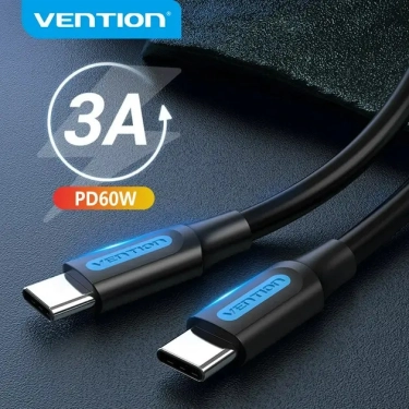 Кабель цифровий Vention USB 2.0 C "тато-тато" 1,5 м, чорний, пвх (COSBG)