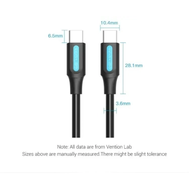Кабель цифровий Vention USB 2.0 C "тато-тато" 2м, чорний, пвх (COSBH)