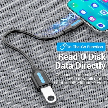 Кабель цифровий Vention USB 3.1 (Gen 1) Type-C - OTG USB3.0 AF, 0.15 m, Black (CCVBB)