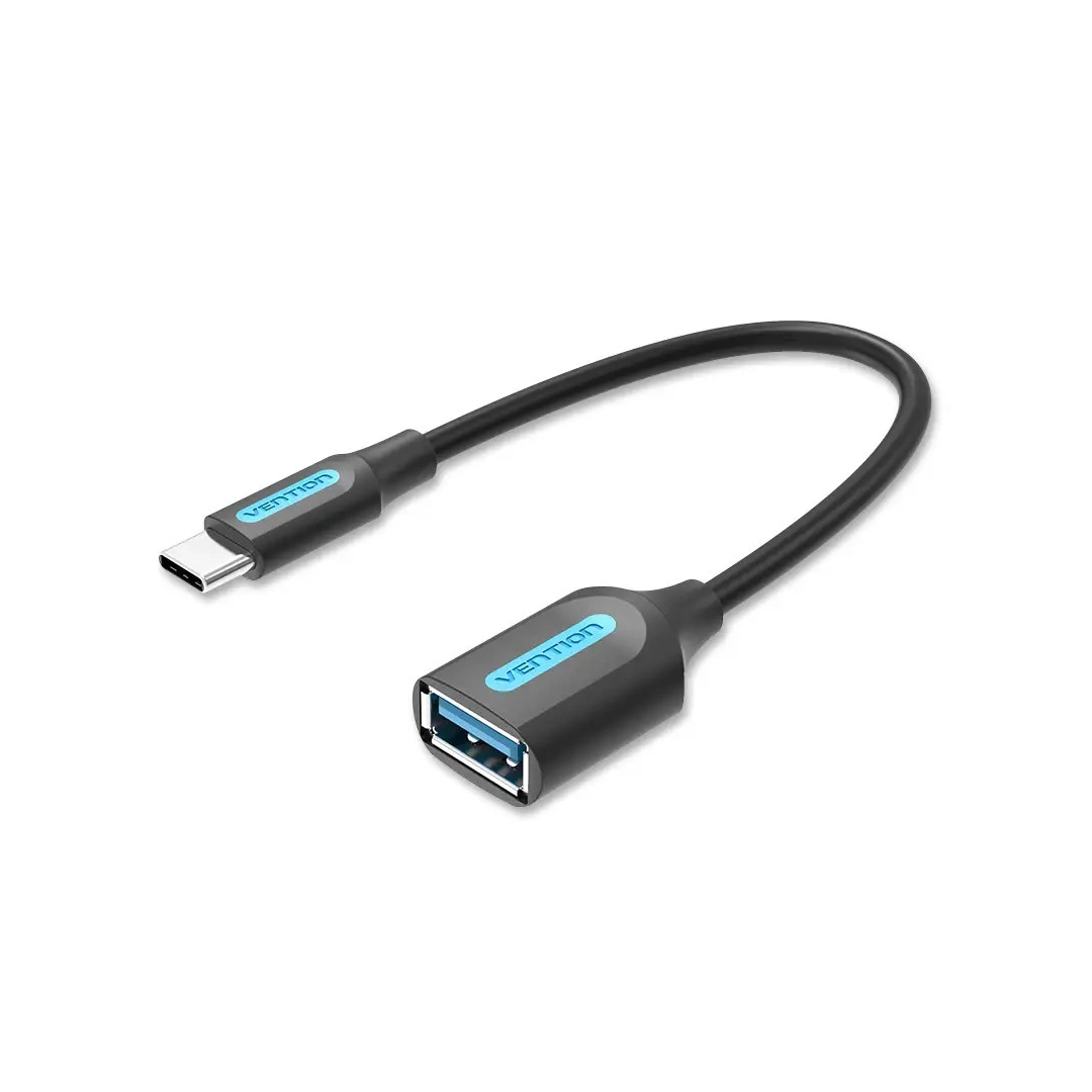 Кабель цифровий Vention USB 3.1 (Gen 1) Type-C - OTG USB3.0 AF, 0.15 m, Black (CCVBB)