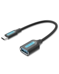 Кабель цифровий Vention USB 3.1 (Gen 1) Type-C - OTG USB3.0 AF, 0.15 m, Black (CCVBB)