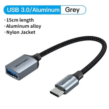 Кабель цифровий Vention USB Type-C - OTG USB 3.0 AF 0.15 м Black (CCXHB)