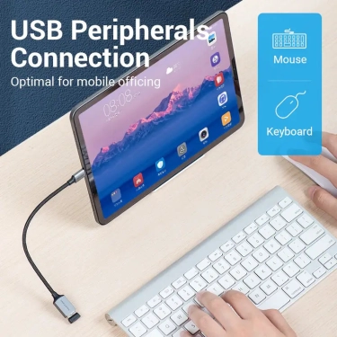 Кабель цифровий Vention USB Type-C - OTG USB 3.0 AF 0.15 м Black (CCXHB)