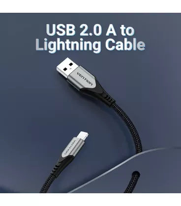 Кабель цифровий Vention USB-Lightning 2.4A 1 м Grey (LABHF)