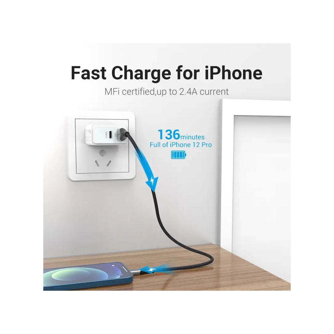 Кабель цифровий Vention USB-Lightning 2.4A 1.5 м Grey (LABHG) Кабель цифровий Vention USB-Lightning 2.4A 1.5 м Grey (LABHG)