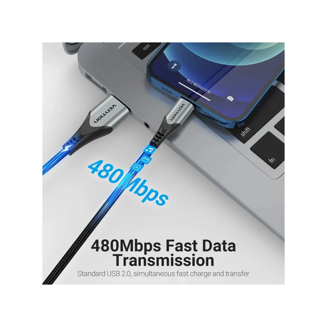 Кабель цифровий Vention USB-Lightning 2.4A 1.5 м Grey (LABHG) Кабель цифровий Vention USB-Lightning 2.4A 1.5 м Grey (LABHG)