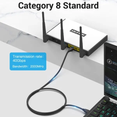 Патч корд Vention Cat.8 SFTP 1.5м Black Slim Type (IKIBG)