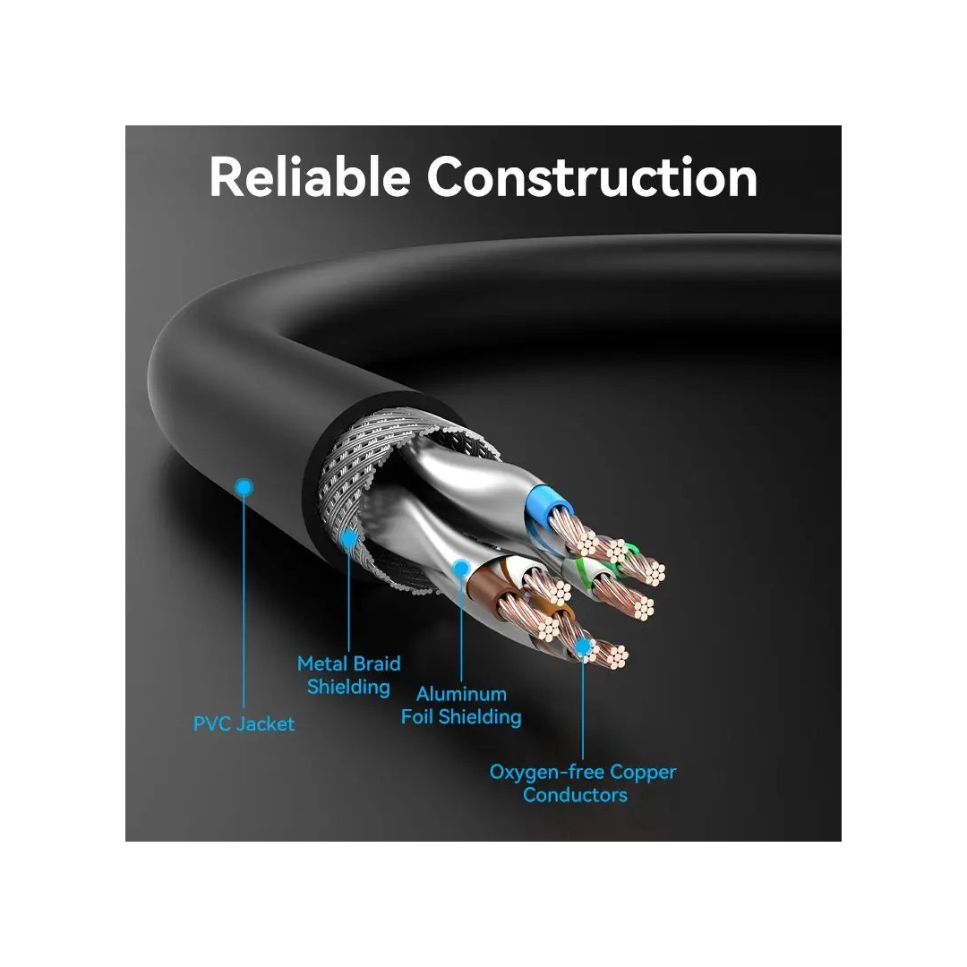 Патч-корд Vention CAT 8 SFTP Ethernet, 3m, Black, RJ-45 - RJ-45, 8 жил (IKKBI) Патч-корд Vention CAT 8 SFTP Ethernet, 3m, Black, RJ-45 - RJ-45, 8 жил (IKKBI)