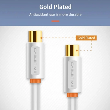 Кабель телевізійний Vention Cabletime, 2m, Male to Female, 75OHM, білий (CF33L)