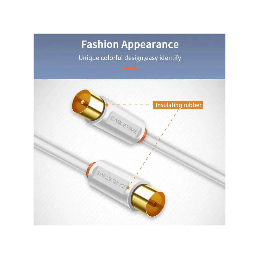 Кабель телевізійний Vention Cabletime, 3m, Male to Female, 75OHM, білий (CF33N) Кабель телевізійний Vention Cabletime, 3m, Male to Female, 75OHM, білий (CF33N)