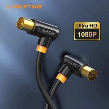 Кабель телевізійний Vention Cabletime, 3m, Г-подібний 90 градусів Male to Female, 75OHM, чорний (CF34N)