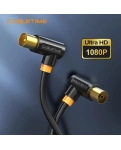 Кабель телевізійний Vention Cabletime, 3m, Г-подібний 90 градусів Male to Female, 75OHM, чорний (CF34N)