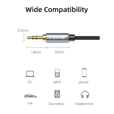 Аудіокабель Vention Cabletime 3.5 mm M - 3.5 mm F, 0.3 m, Black, 3 pin (CF11D)