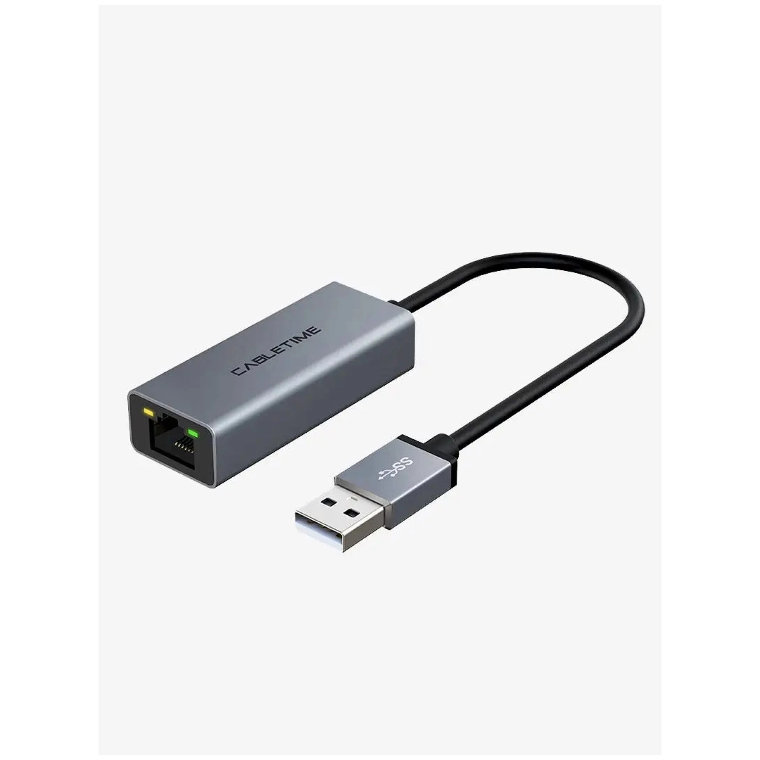 Кабель цифровий Vention Cabletime USB A 2.0 - RJ45 100Mbps Ethernet, 0.15m, Space Grey (CB52G)