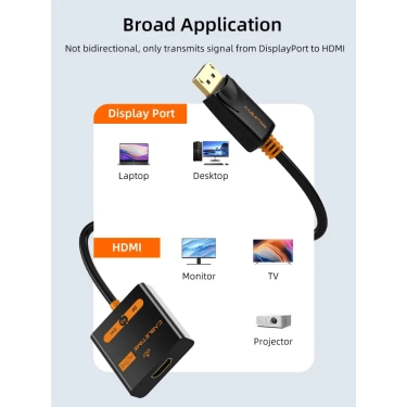 Перехідник Vention Сabletime DisplayPort - HDMI, 0.2m, v2.0, 4K 30hz (CP20B)