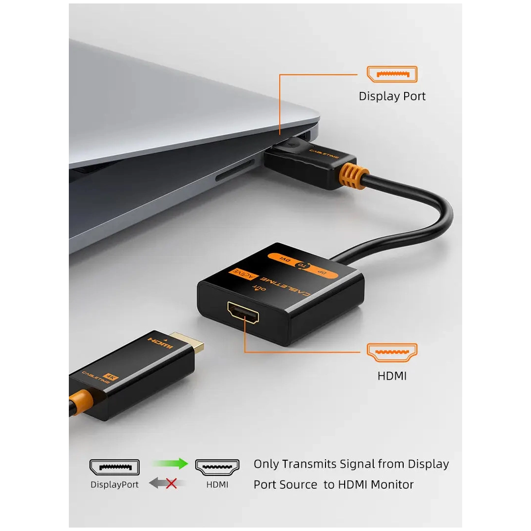 Перехідник Vention Сabletime DisplayPort - HDMI, 0.2m, v2.0, 4K 30hz (CP20B) Перехідник Vention Сabletime DisplayPort - HDMI, 0.2m, v2.0, 4K 30hz (CP20B)