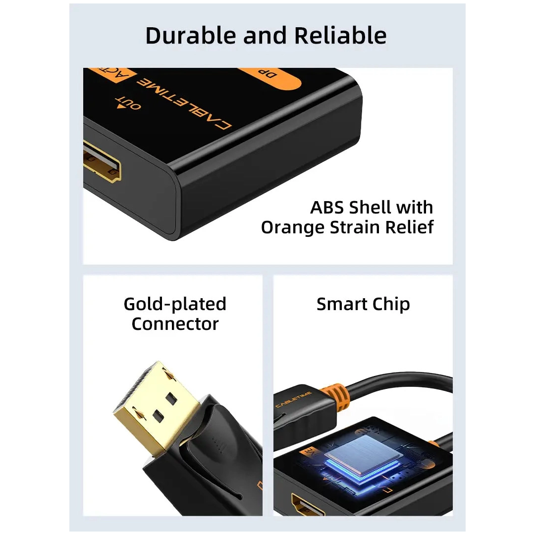 Перехідник Vention Сabletime DisplayPort - HDMI, 0.2m, v2.0, 4K 30hz (CP20B) Перехідник Vention Сabletime DisplayPort - HDMI, 0.2m, v2.0, 4K 30hz (CP20B)