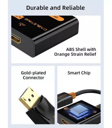 Перехідник Vention Сabletime DisplayPort - HDMI, 0.2m, v2.0, 4K 30hz (CP20B)