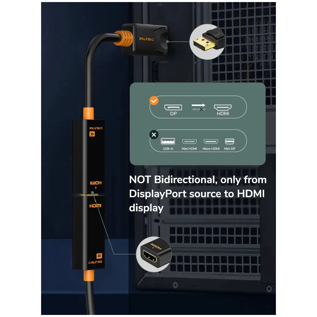 Перехідник Vention Сabletime mini DisplayPort - HDMI, 0.2m, v2.0 4K 30hz (CP21B) Перехідник Vention Сabletime mini DisplayPort - HDMI, 0.2m, v2.0 4K 30hz (CP21B)