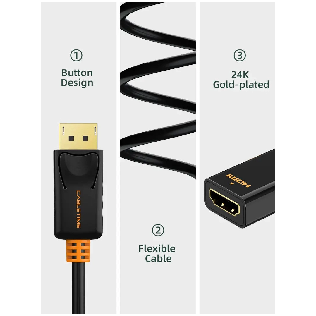 Перехідник Vention Сabletime mini DisplayPort - HDMI, 0.2m, v2.0 4K 30hz (CP21B) Перехідник Vention Сabletime mini DisplayPort - HDMI, 0.2m, v2.0 4K 30hz (CP21B)