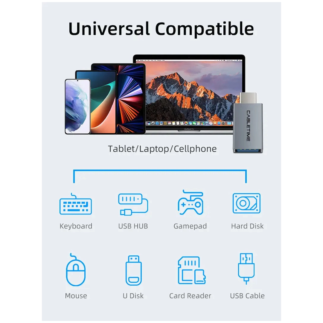 Перехідник Vention Cabletime USB-C Male to USB3.0 Female OTG (CP76G) Перехідник Vention Cabletime USB-C Male to USB3.0 Female OTG (CP76G)