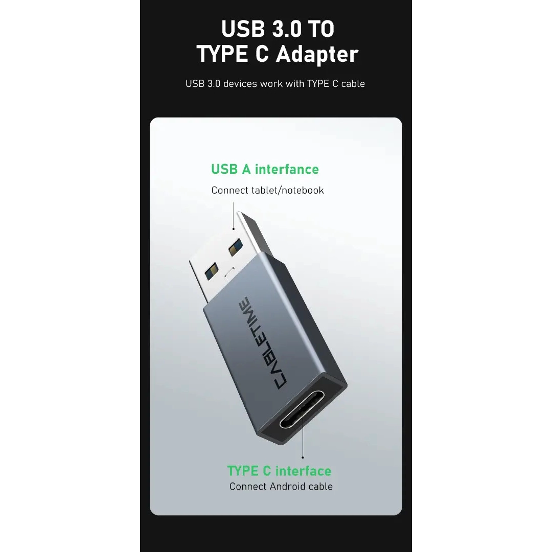 Перехідник Vention Cabletime USB3.0 A Male - USB Type C Female OTG (CP77G) Перехідник Vention Cabletime USB3.0 A Male - USB Type C Female OTG (CP77G)