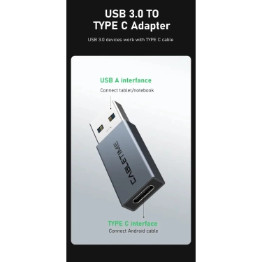 Перехідник Vention Cabletime USB3.0 A Male - USB Type C Female OTG (CP77G)