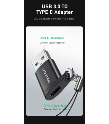 Перехідник Vention Cabletime USB3.0 A Male to USB Type C Female OTG (CP73B)