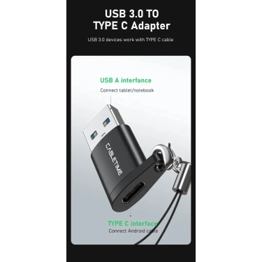 Перехідник Vention Cabletime USB3.0 A Male to USB Type C Female OTG (CP73B)