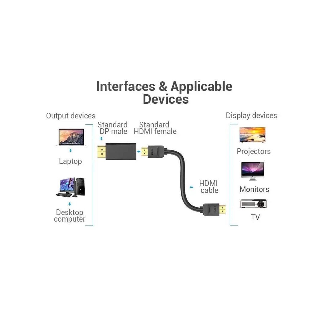 Перехідник Vention DisplayPort M - HDMI F прямий (HBPB0) Перехідник Vention DisplayPort M - HDMI F прямий (HBPB0)