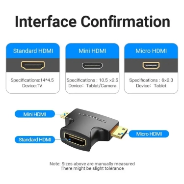Перехідник Vention HDMI M - Mini HDMI F + Micro HDMI F (AGFB0)