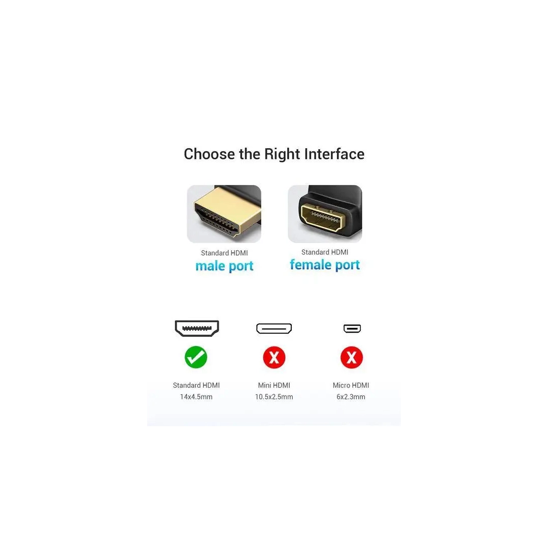 Перехідник Vention HDMI Male to Female Adapter 270° Degree правий (AICB0) Перехідник Vention HDMI Male to Female Adapter 270° Degree правий (AICB0)