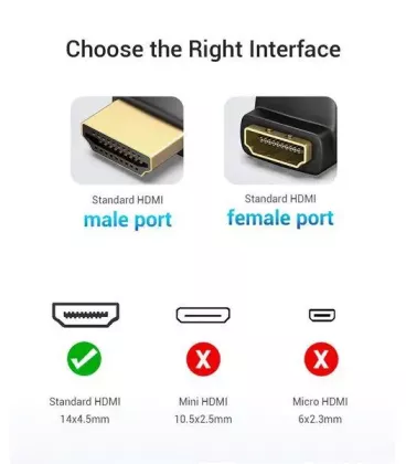 Перехідник Vention HDMI Male to Female Adapter 90° Degree лівий (AIBBO)