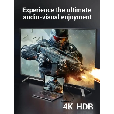 Перехідник-конвертер Vention Type-C у HDMI/USB3.0*3/PD 0.15 м сірий металевий CNBHB