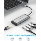 Перехідник-конвертер Vention Type-C у HDMI/USB3.0*3/PD 0.15 м сірий металевий CNBHB Перехідник-конвертер Vention Type-C у HDMI/USB3.0*3/PD 0.15 м сірий металевий CNBHB