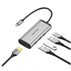 Перехідник-конвертер Vention Type-C у HDMI/USB3.0*3/PD 0.15 м сірий металевий CNBHB Перехідник-конвертер Vention Type-C у HDMI/USB3.0*3/PD 0.15 м сірий металевий CNBHB