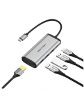 Перехідник-конвертер Vention Type-C у HDMI/USB3.0*3/PD 0.15 м сірий металевий CNBHB