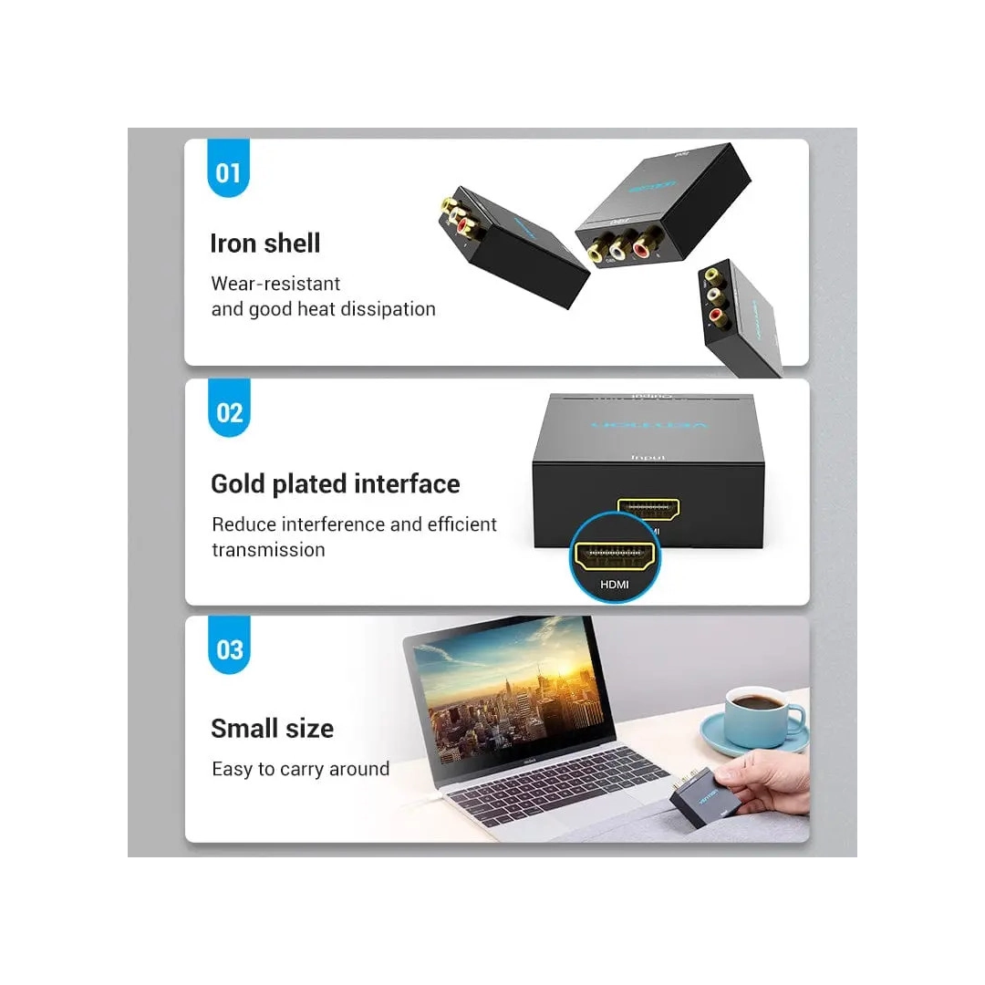 Перехідник Vention HDMI - AV (RCA), v1.4, 1080p (AEEB0) Перехідник Vention HDMI - AV (RCA), v1.4, 1080p (AEEB0)