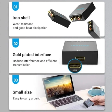 Перехідник Vention HDMI - AV (RCA), v1.4, 1080p (AEEB0)