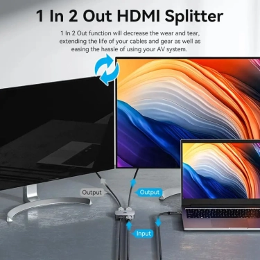 Світч Vention 2-Port Bi-Directional 8K HDMI Gray Aluminium Alloy Type AKPH0
