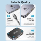 Світч Vention 2-Port Bi-Directional 8K HDMI Gray Aluminium Alloy Type AKPH0 Світч Vention 2-Port Bi-Directional 8K HDMI Gray Aluminium Alloy Type AKPH0