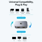 Світч Vention 2-Port Bi-Directional 8K HDMI Gray Aluminium Alloy Type AKPH0 Світч Vention 2-Port Bi-Directional 8K HDMI Gray Aluminium Alloy Type AKPH0