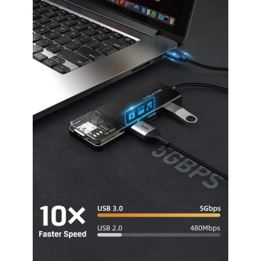 USB-хаб Vention Cabletime USB Type C - 4 Port USB 3.0, 0.15 cm (CB02B)