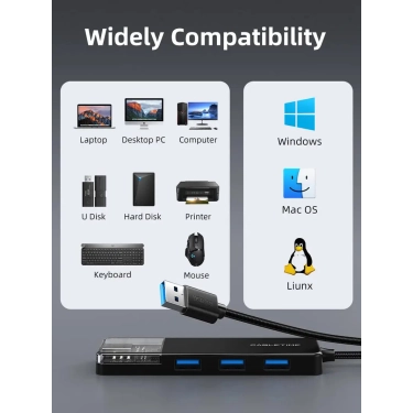 USB-хаб Vention Cabletime USB Type C - 4 Port USB 3.0, 0.15 cm (CB02B)