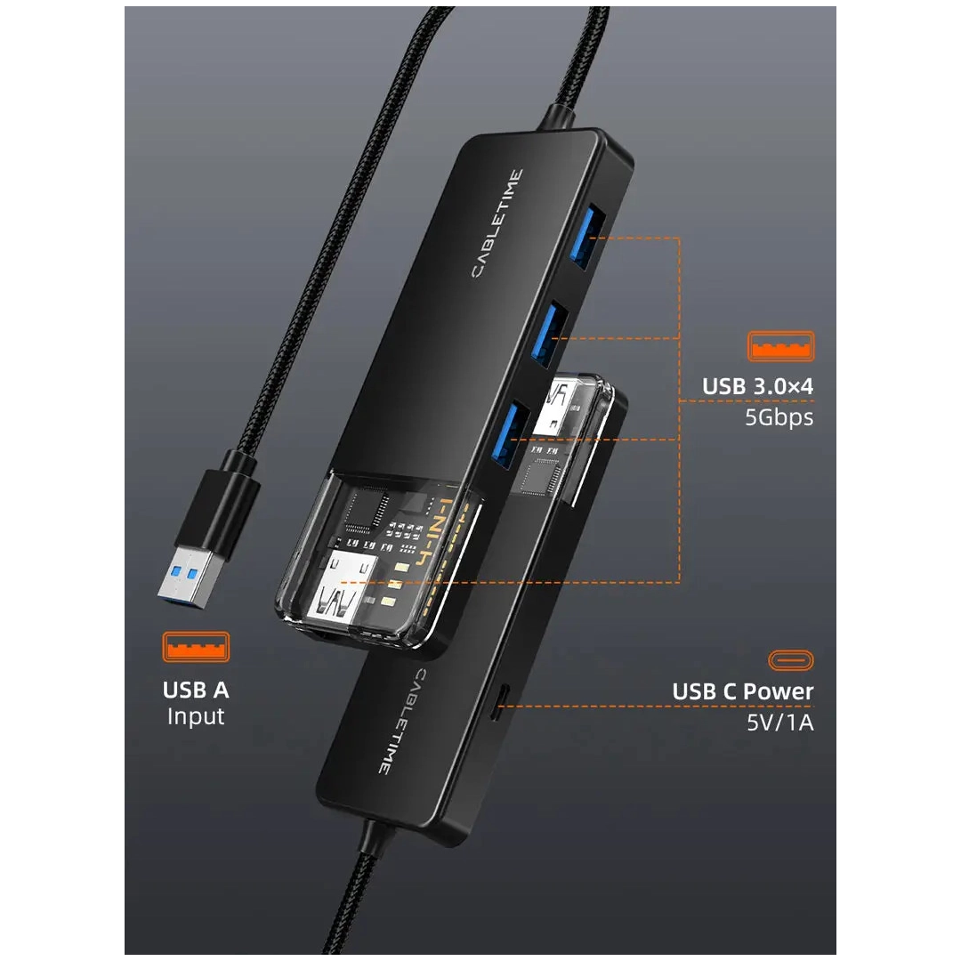 USB-хаб Vention Cabletime USB Type C - 4 Port USB 3.0, 0.15 cm (CB02B) USB-хаб Vention Cabletime USB Type C - 4 Port USB 3.0, 0.15 cm (CB02B)