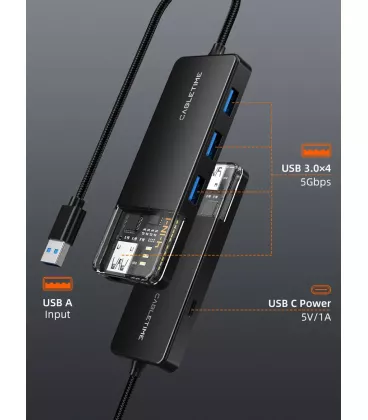 USB-хаб Vention Cabletime USB Type C - 4 Port USB 3.0, 0.15 cm (CB02B)