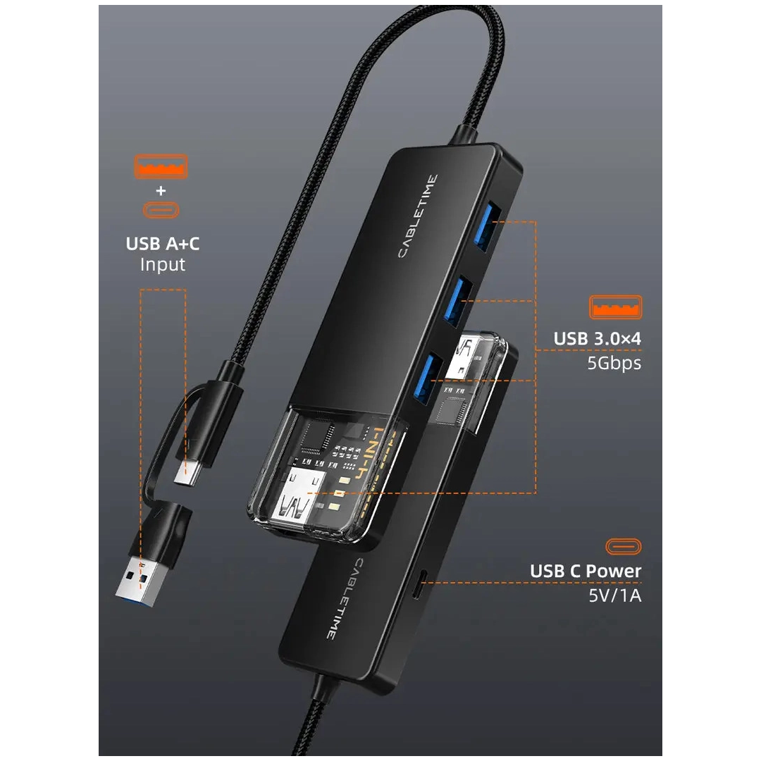 USB-хаб Vention Cabletime USB Type C - 4 Port USB 3.0, 0.15 cm (CB03B) USB-хаб Vention Cabletime USB Type C - 4 Port USB 3.0, 0.15 cm (CB03B)